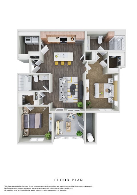 Floor plan for 2 beds, 2 baths, 1088 sqft